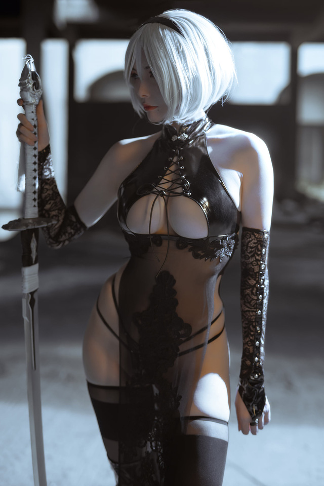 秋和柯基 2B 同人旗袍 cos | 秋和柯基 cos 尼尔机械纪元 2B(秋和柯基是干嘛的)插图2