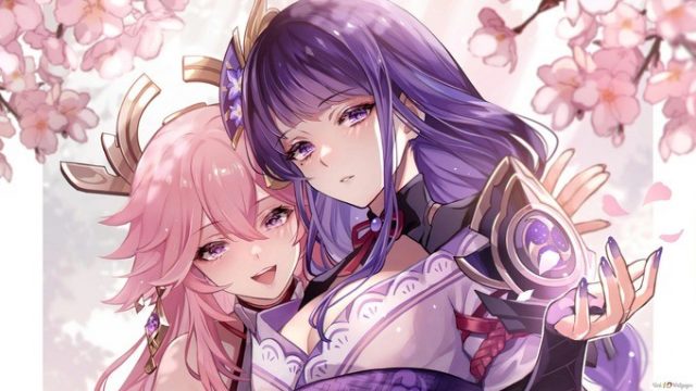 原神cosplay | coser桃景三酪&伊喵君_Nya化身雷电将军和八重神子(原神下载)插图