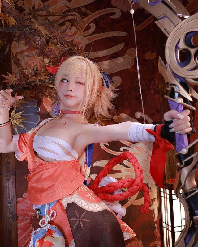 水淼aqua_宵宫cosplay | 水淼aqua在《原神》cos“夏祭女王”宵宫(水淼awua)插图2