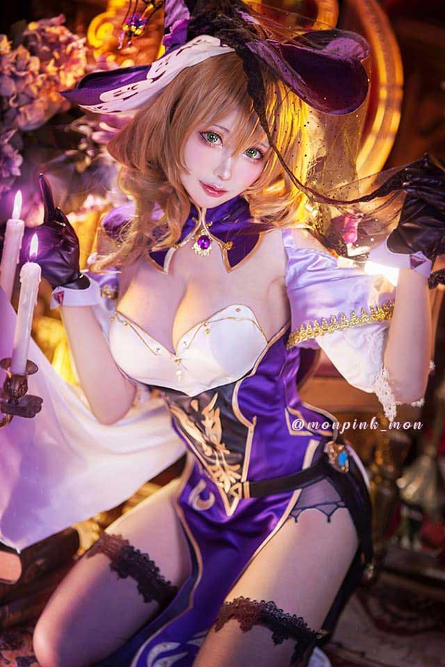 Mon夢_monpink cosplay | Mon夢_monpink在《原神》cos丽莎（Lisa）插图5