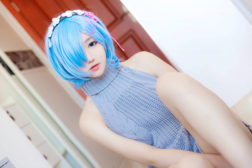 南桃Momoko cos蕾姆 | 南桃Momoko_蕾姆·露背毛衣cos [12P-94MB]插图