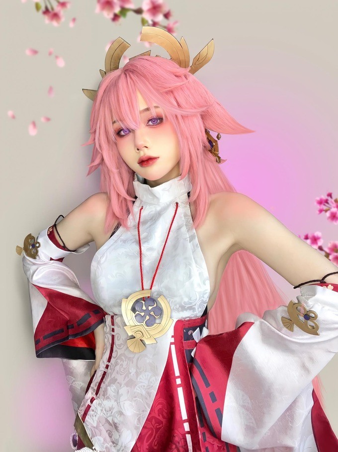 越南女coser@Mao Hie在《原神Impact》cosplay八重神子(越南女子被丈夫泼汽油烧伤)插图2
