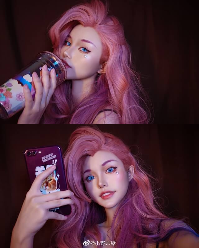 小野六缘cos作品 | 小野六缘在《英雄联盟》cos萨勒芬妮Seraphine插图6