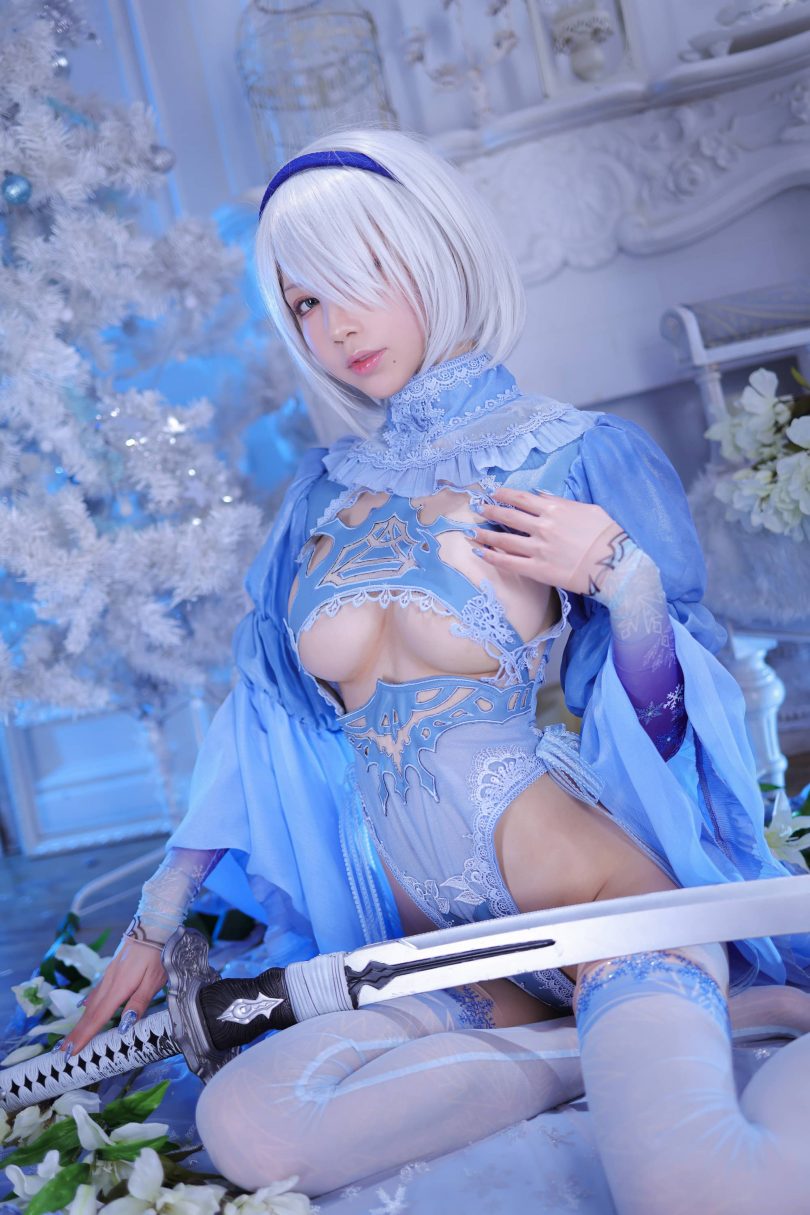 水淼aqua cos 2B | 水淼aqua_《尼尔：机械纪元》冰雪2B cos作品 [55P-127M(水淼aqua玛奇玛)插图2