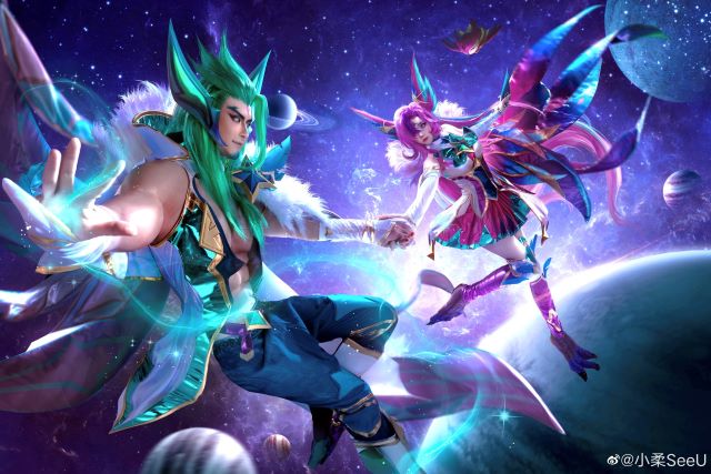 小柔SeeU和W小小白W在《英雄联盟》cos霞洛（Xayah-Rakan）(小柔和小小白谁追谁)插图6