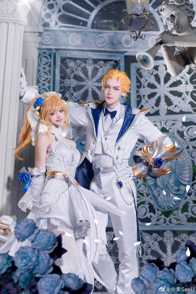 《英雄联盟》：小柔SeeU和W小小白W的“水晶玫瑰”情侣cosplay(英雄联盟官网)插图6