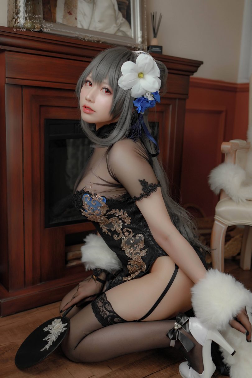 Nyako喵子cos作品 | Nyako喵子_碧蓝航线·路易九世旗袍cos [48P-247MB](喵女子游戏解说视频)插图