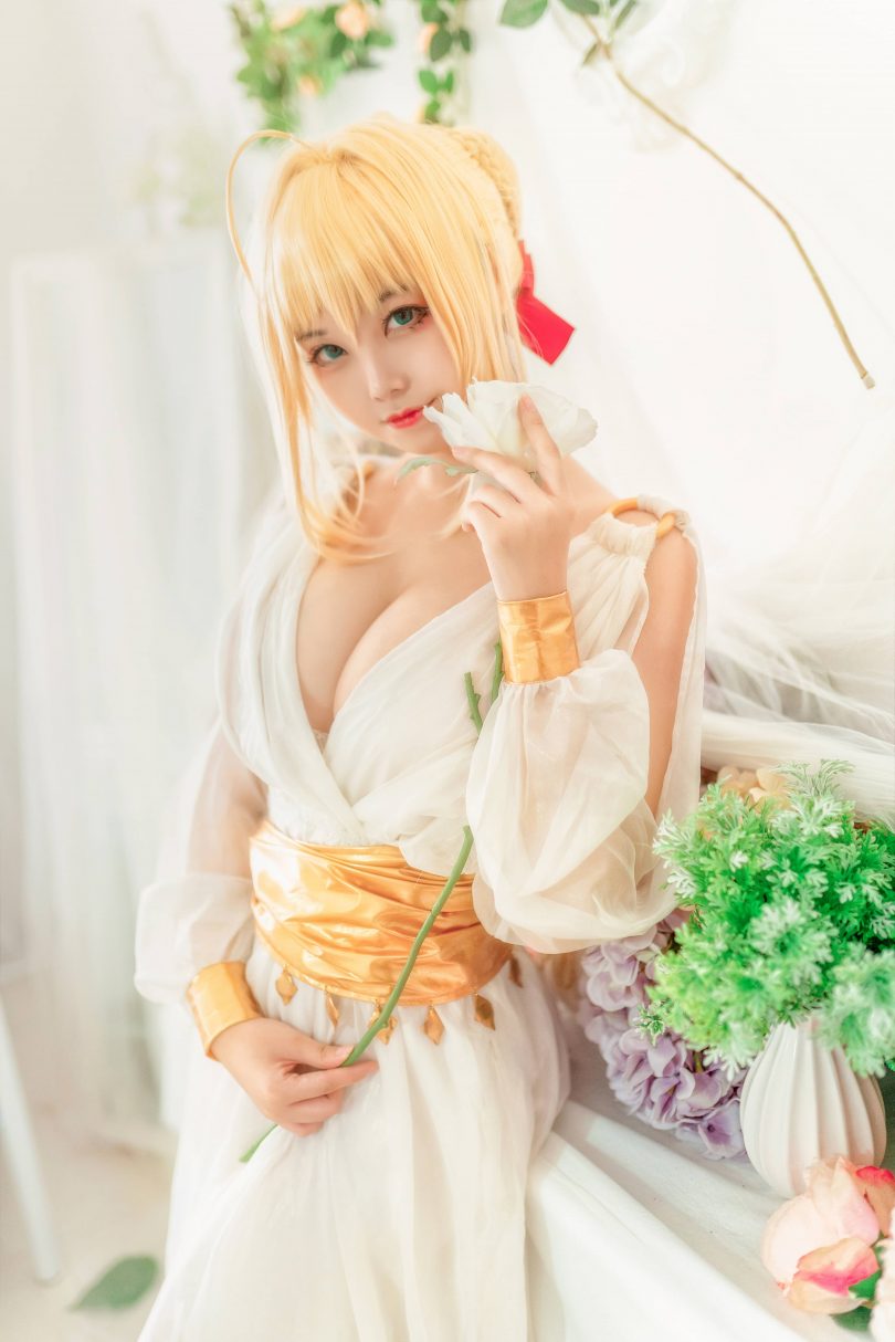 蜜汁猫裘cos尼禄 | 蜜汁猫裘_FGO·尼禄睡裙cos图集 [10P-139MB]