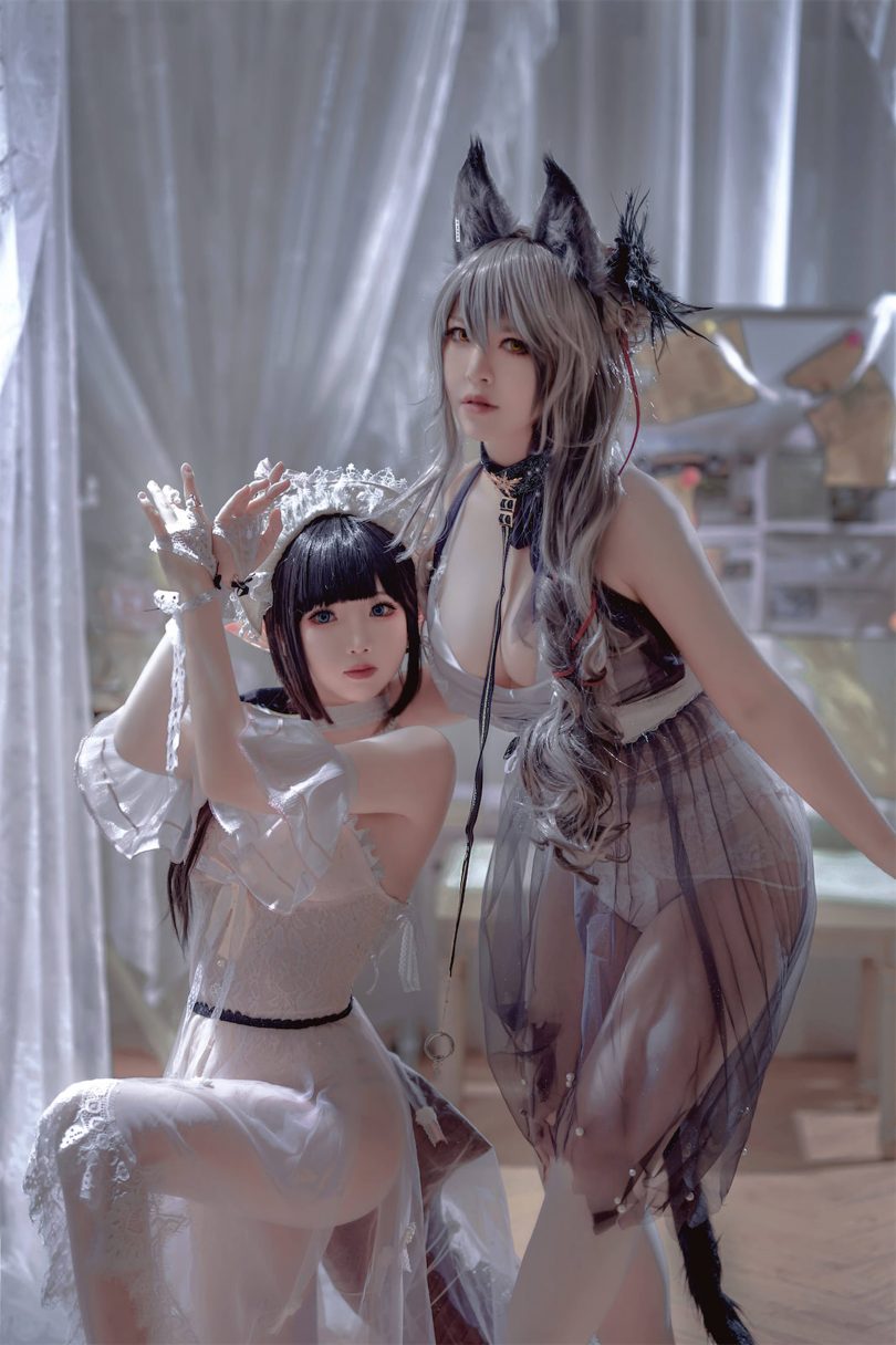 面饼仙儿cos森蚺 | 面饼仙儿&半半子_明日方舟·黑x森蚺cos作品 [56P-493MB]