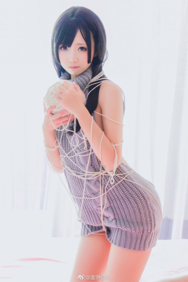 一组来自coser@面饼仙儿的“挑逗性”毛衣cosplay照片(coser面条)插图2