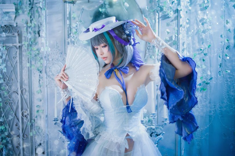 ElyEE子 cos柴郡 | ElyEE子_Cheshire Dress·柴郡婚纱cos作品 [25P1V-104MB](柴郡 cv)插图