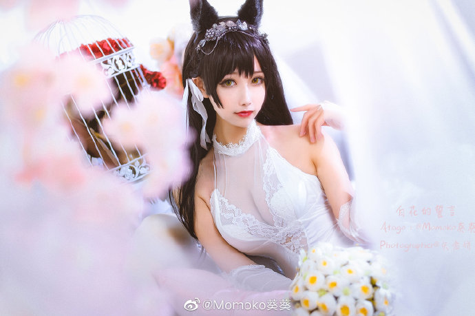 Momoko葵葵cos《碧蓝航线》的爱宕，白花舞动的迷恋插图