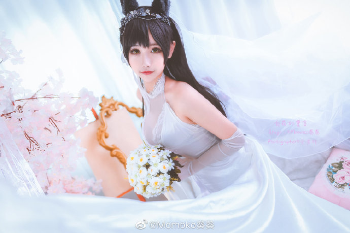 Momoko葵葵cos《碧蓝航线》的爱宕，白花舞动的迷恋插图2