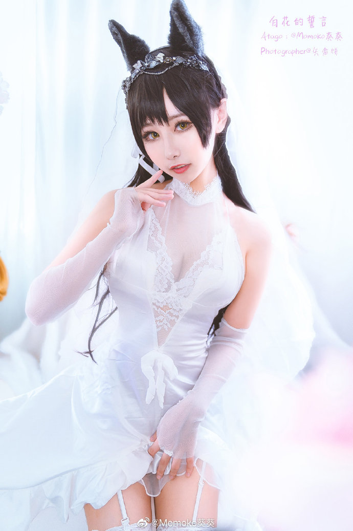 Momoko葵葵cos《碧蓝航线》的爱宕，白花舞动的迷恋插图6