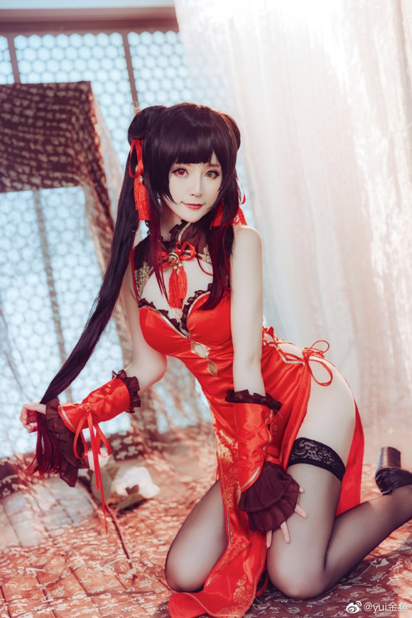 《约会大作战》的“旗袍版”时崎狂三cosplay，yui金鱼展现其优雅之美(约会大作战观看顺序)插图4