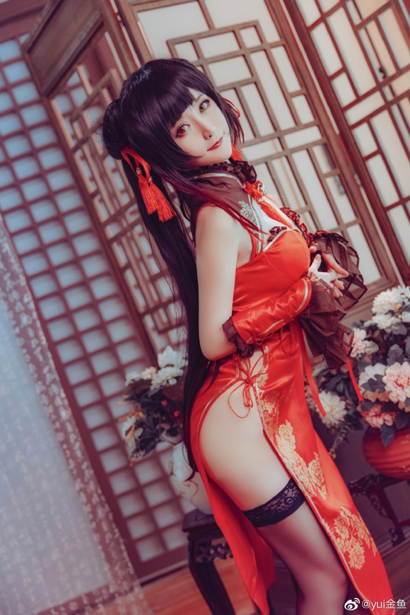 《约会大作战》的“旗袍版”时崎狂三cosplay，yui金鱼展现其优雅之美(约会大作战观看顺序)插图5
