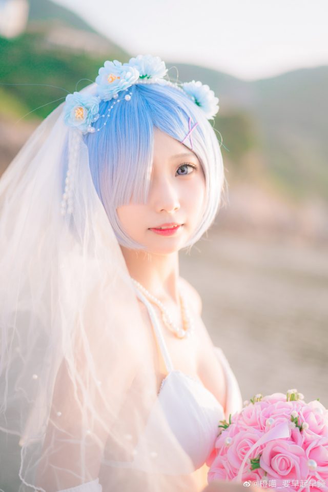 橙喵_要早起早睡cos蕾姆花嫁，婚纱梦境中的可爱迷人插图5