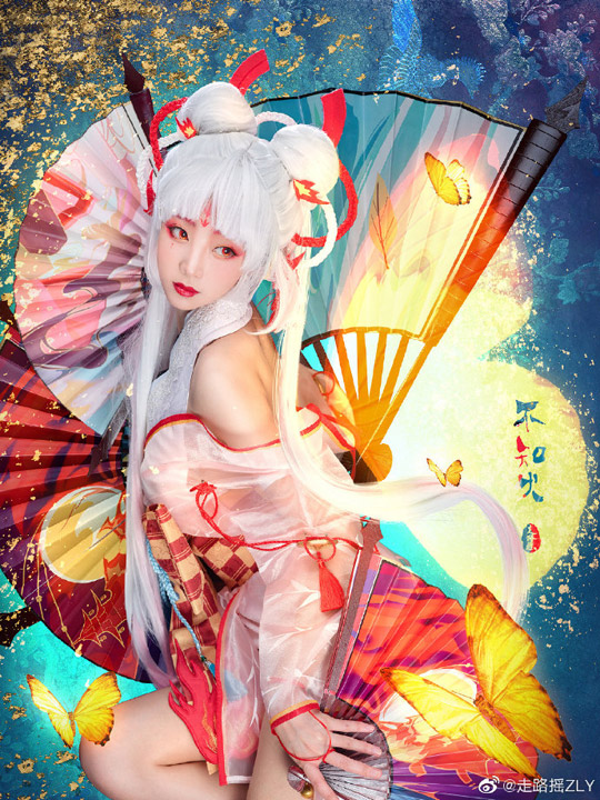 coser走路摇ZLY化身不知火，演绎阴阳师性感歌姬的妩媚风韵(走路摇头的网红)插图4