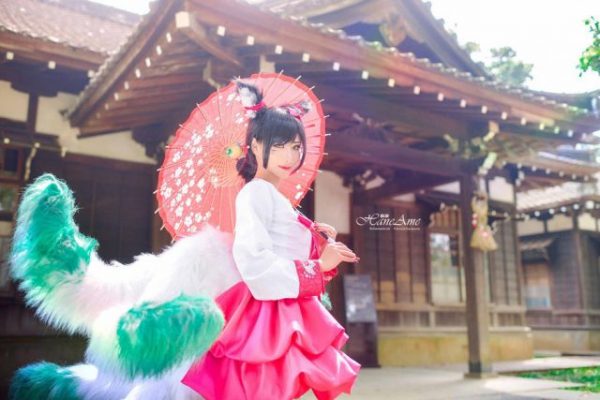 雨波_HaneAme cos《英雄联盟》阿狸，独特诠释九尾妖狐的魅力插图1