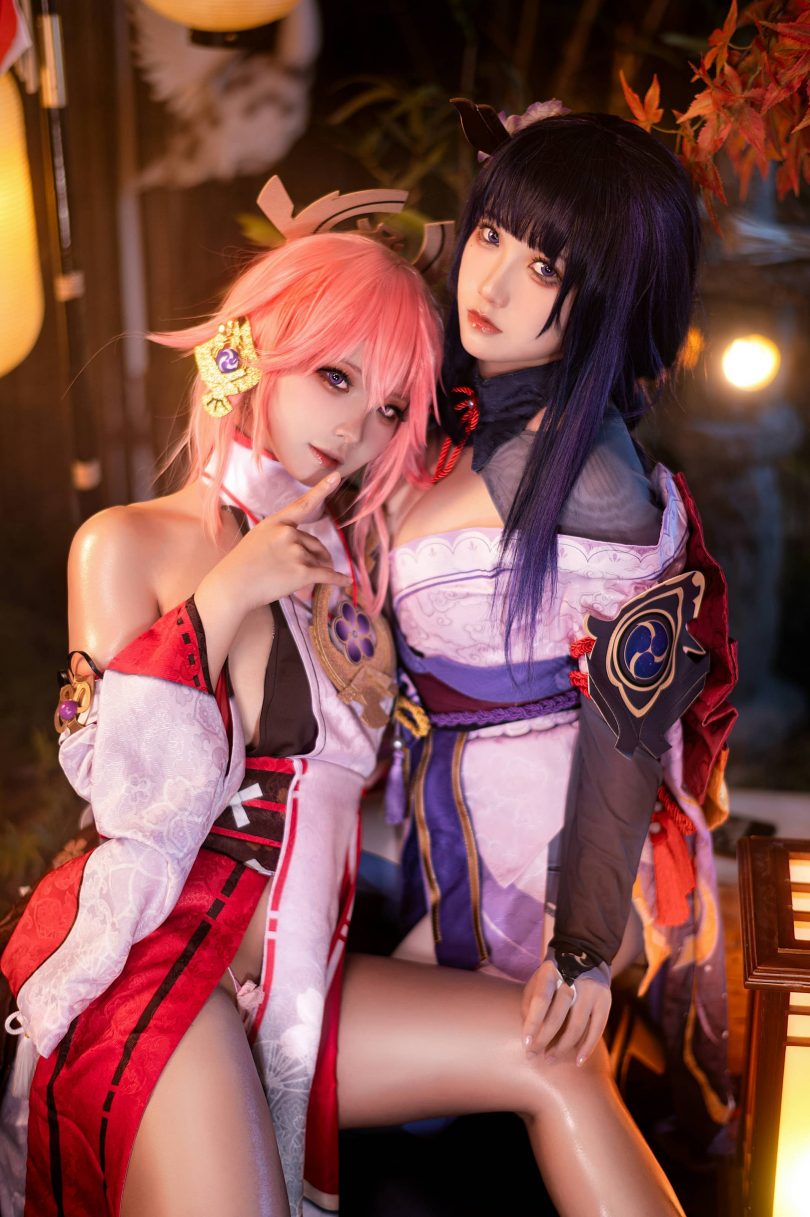 伊喵君_Nya & 桃景三酪cos | 伊喵君Nya_原神·八重神子cos作品 [57P-675MB]