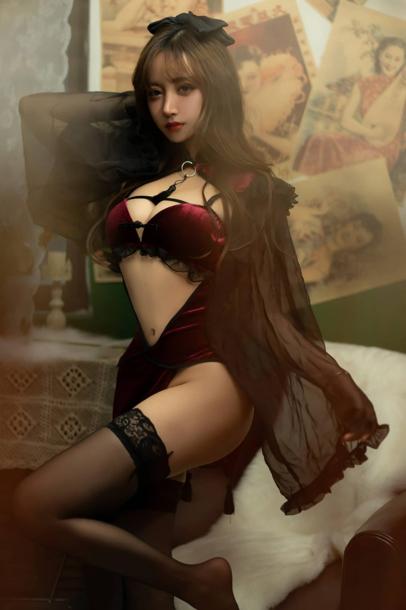 过期米线线喵_旗袍cos | 过期米线线喵_旗袍·红丝绒旗袍cos作品 [53P-92MB](过期米线线喵_猜您关注)插图
