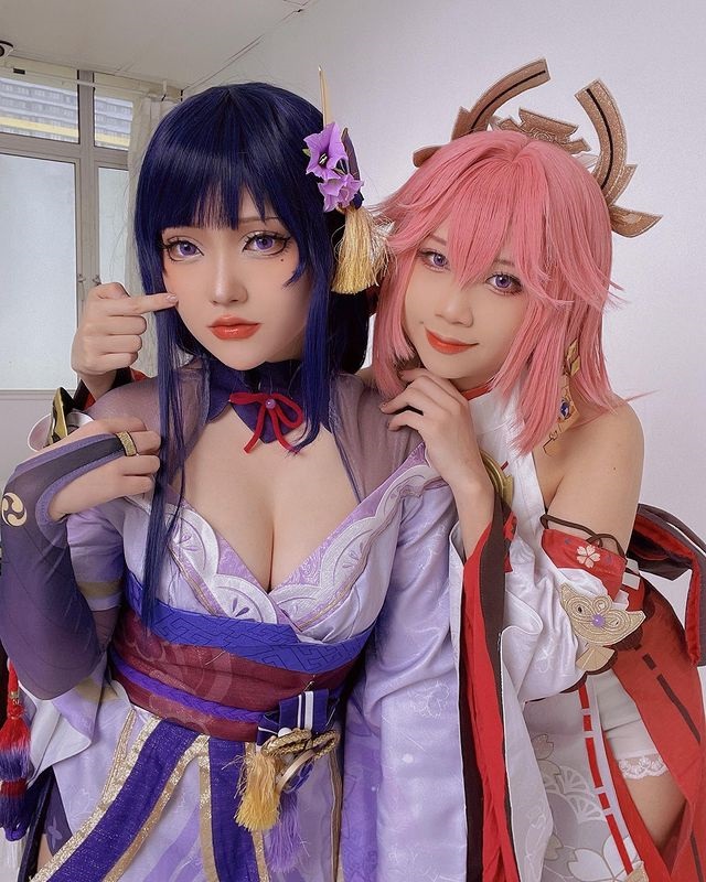 雷电将军&八重神子COSPLAY，在一起度过了令人印象深刻的生日插图6