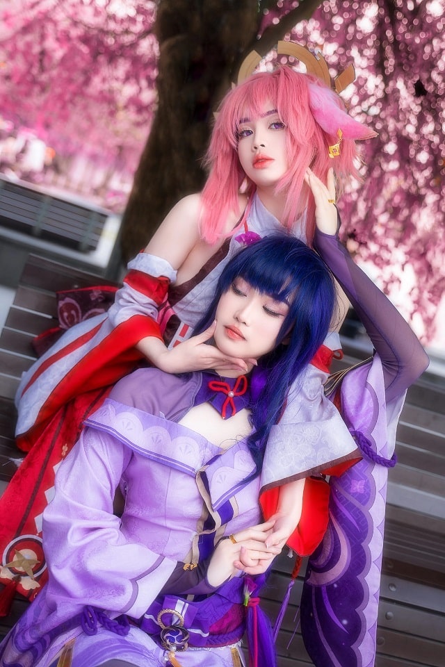 雷电将军&八重神子COSPLAY，在一起度过了令人印象深刻的生日插图5