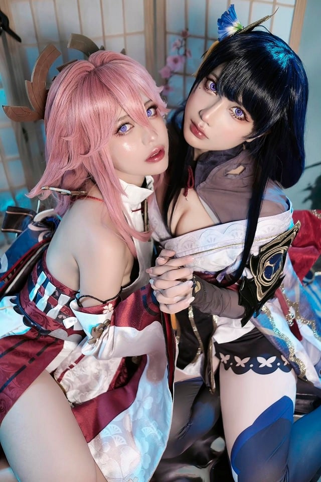 雷电将军&八重神子COSPLAY，在一起度过了令人印象深刻的生日插图7