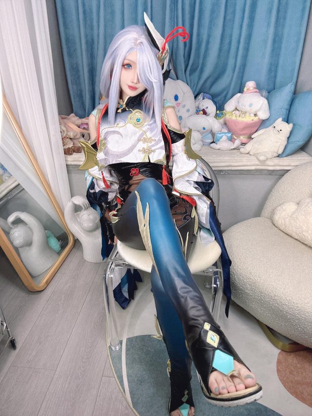 原神COS：rioko凉凉子的申鹤cosplay，再现美若仙境(原神cos角色)插图1