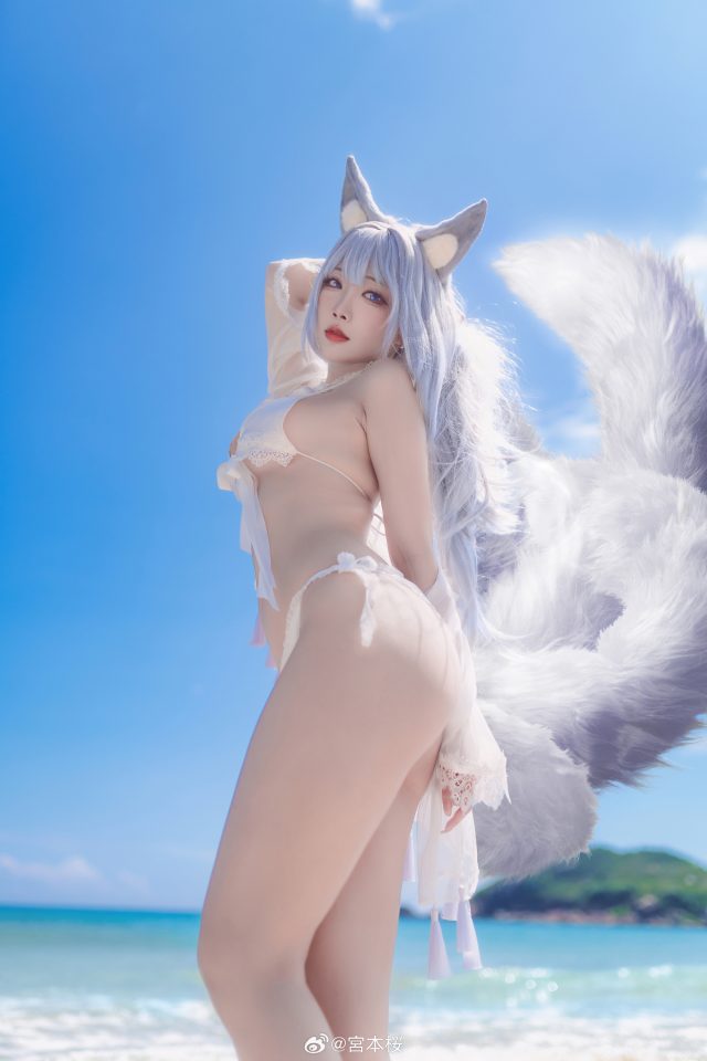宮本桜cos《碧蓝航线》信浓，性感狐狸娘的完美还原！插图4