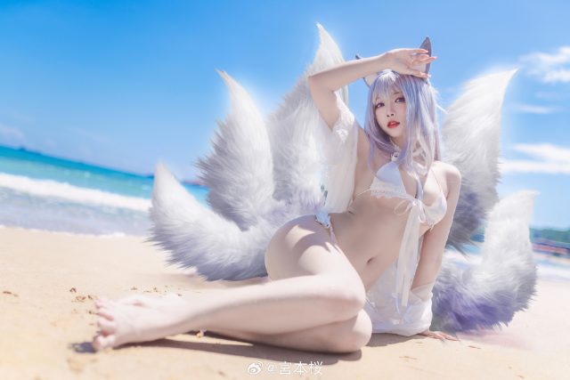 宮本桜cos《碧蓝航线》信浓，性感狐狸娘的完美还原！插图1