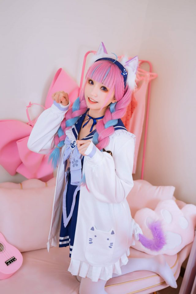 凑阿库娅的粉紫发色和天蓝挑染：绮太郎_Kitaro的绝美COSPLAY(凑阿库娅吧)插图1