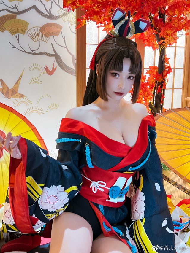 贤儿sherry cos《阴阳师》妖刀姬，美丽如画，性感惊艳无比！(院墙裂开怎么办)插图3
