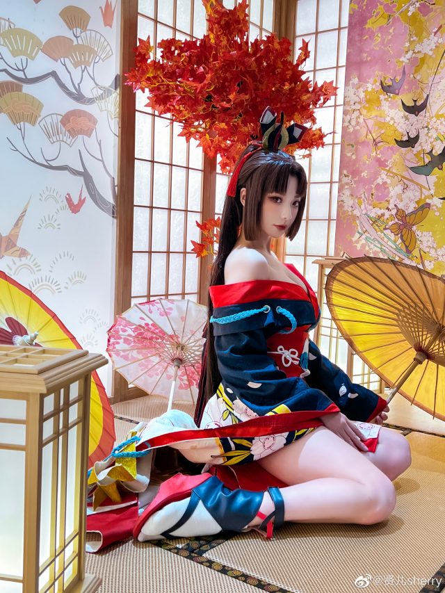 贤儿sherry cos《阴阳师》妖刀姬，美丽如画，性感惊艳无比！(院墙裂开怎么办)插图1