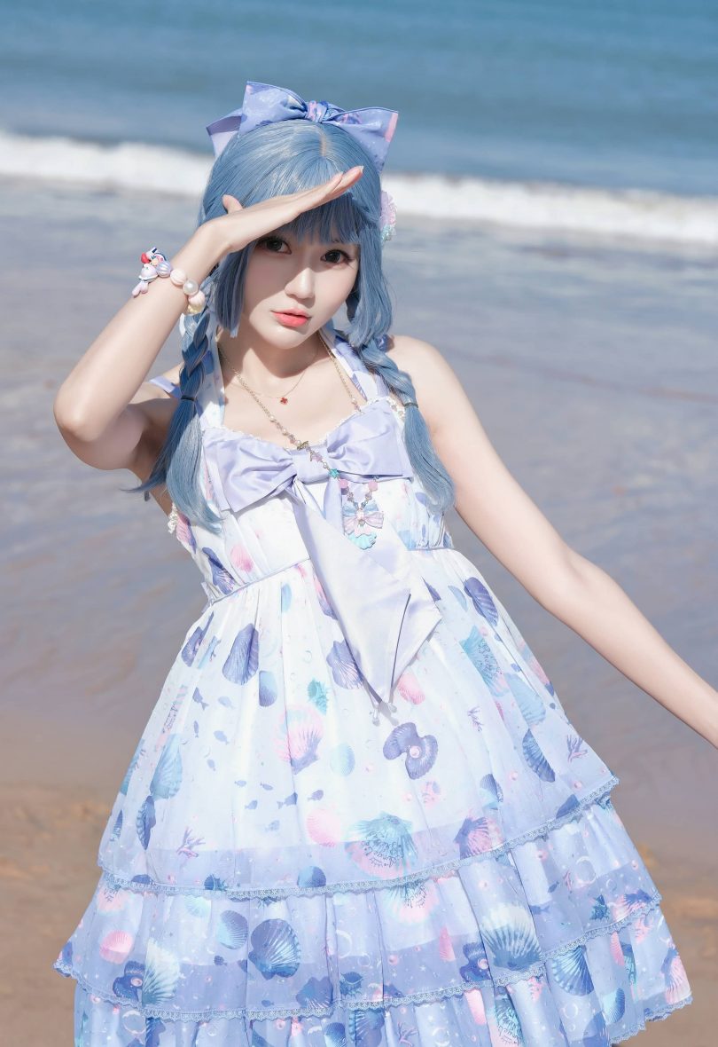 彩芸_Nebula cos作品 | 彩芸Nebula_连衣裙·渐变贝壳白紫cos [15P-77MB]