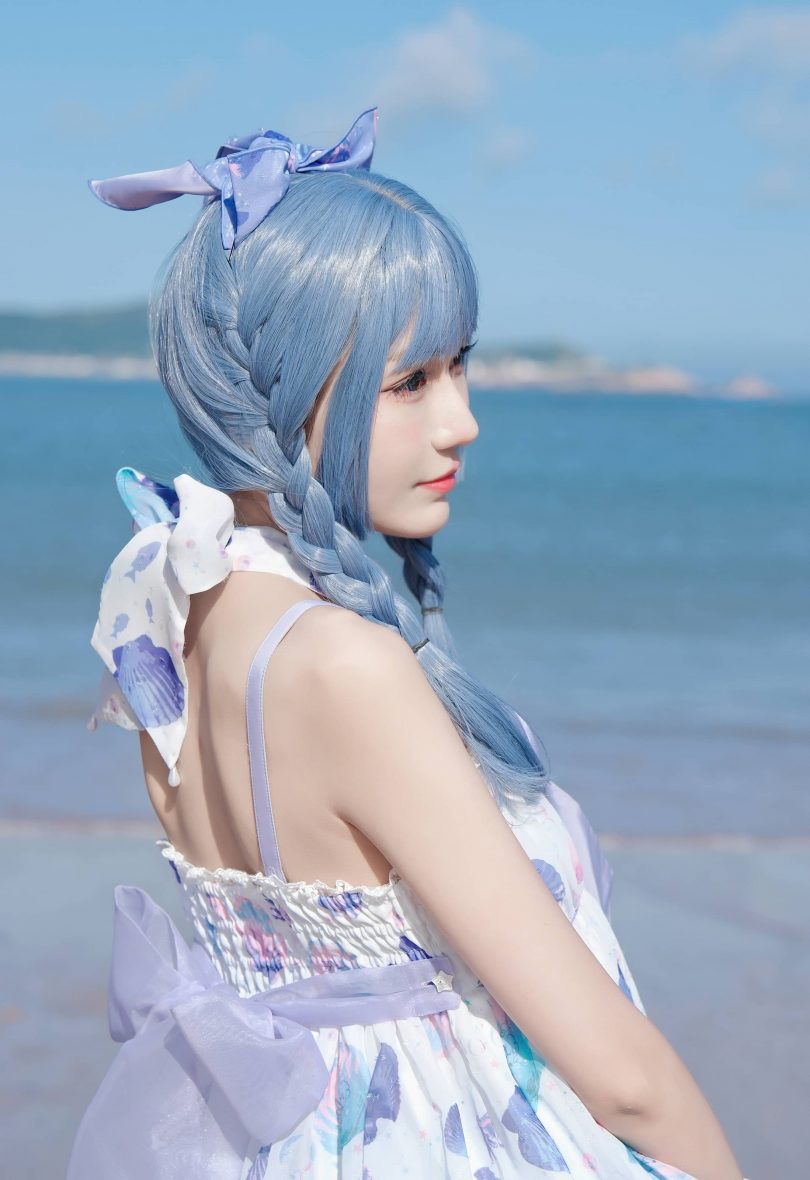 彩芸_Nebula cos作品 | 彩芸Nebula_连衣裙·渐变贝壳白紫cos [15P-77MB]