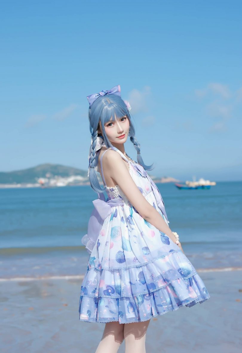 彩芸_Nebula cos作品 | 彩芸Nebula_连衣裙·渐变贝壳白紫cos [15P-77MB]