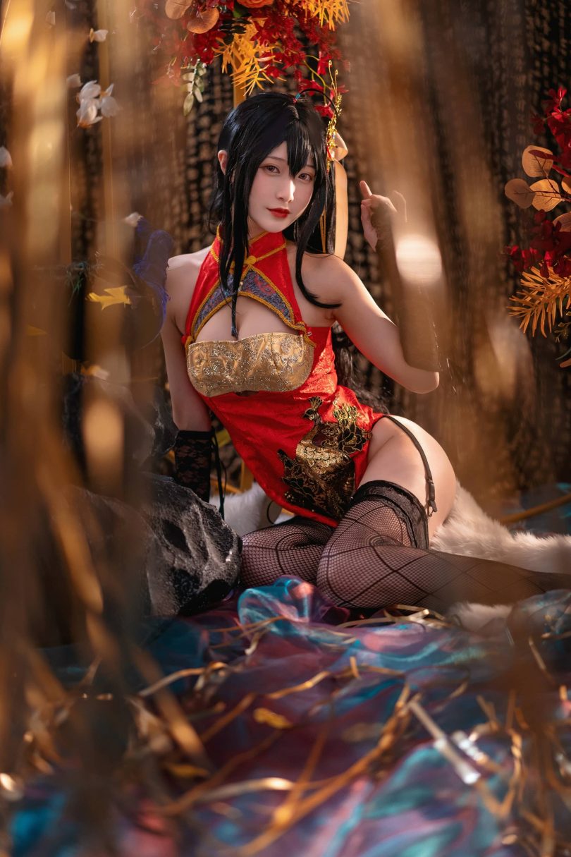 铁板烧鬼舞w cos大凤 | 铁板烧鬼舞w_碧蓝航线·大凤旗袍cos [30P-495MB](铁板烧鬼舞露背)插图