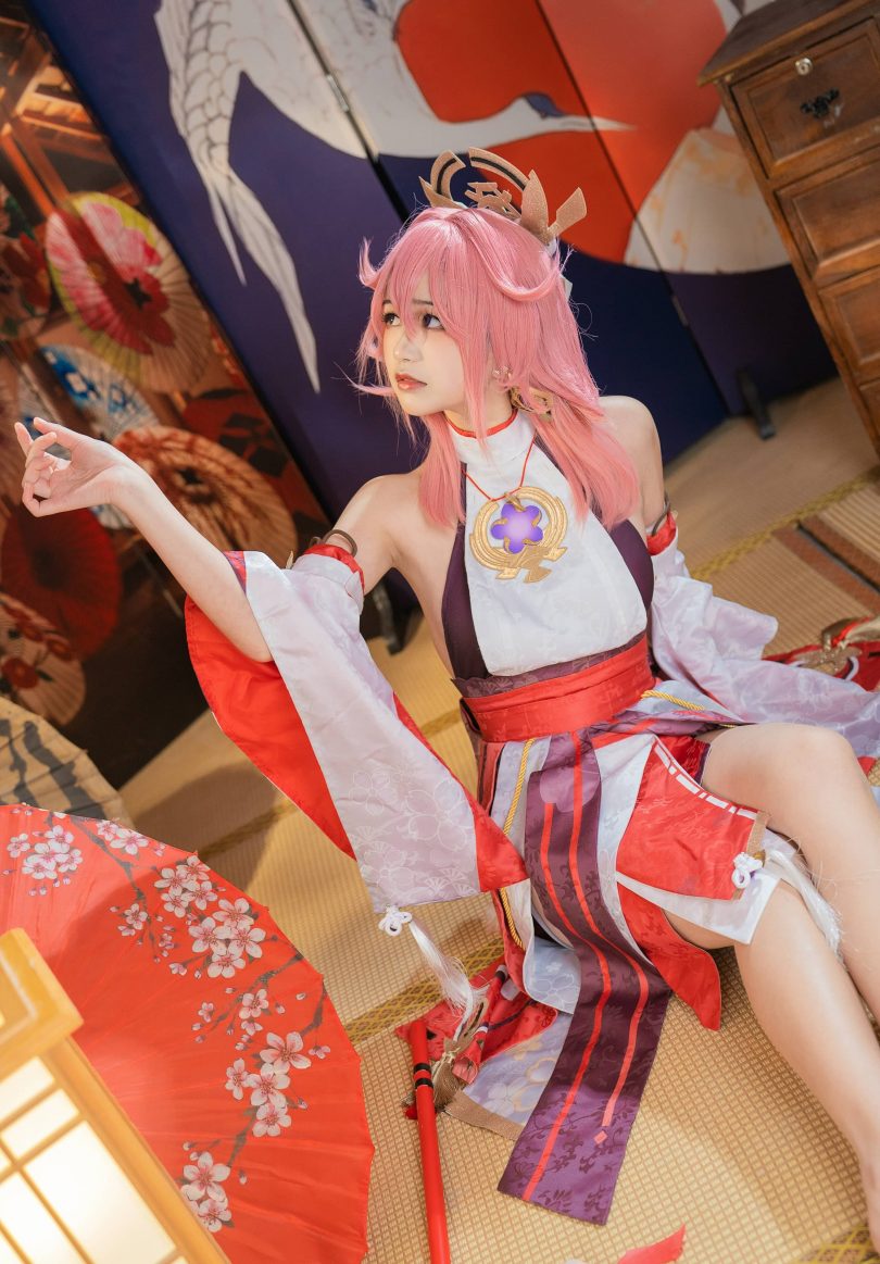 喵喵的喵吖cos八重神子 | 喵喵的喵吖_原神·八重神子cos作品 [9P-63MB]