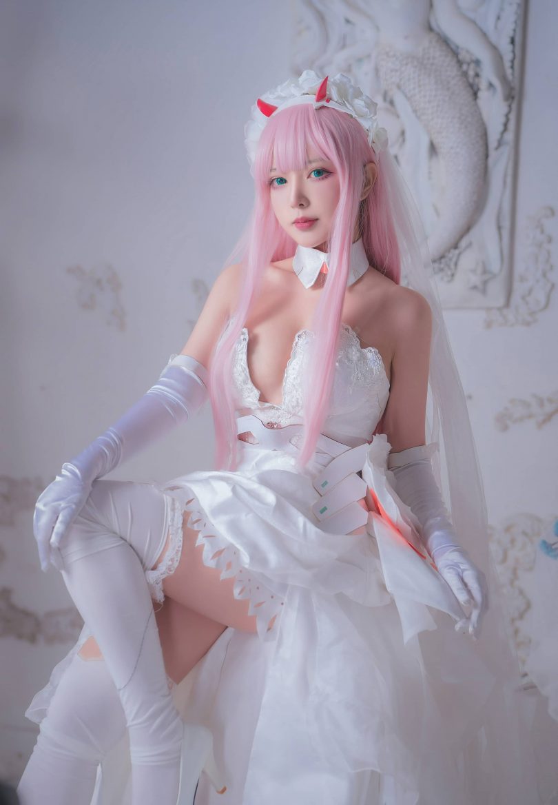 妍子坚不可摧cos零二 | 妍子坚不可摧_FRANXX·零二 花嫁cos [18P-80MB]