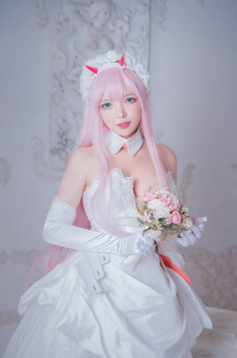 妍子坚不可摧cos零二 | 妍子坚不可摧_FRANXX·零二 花嫁cos [18P-80MB]