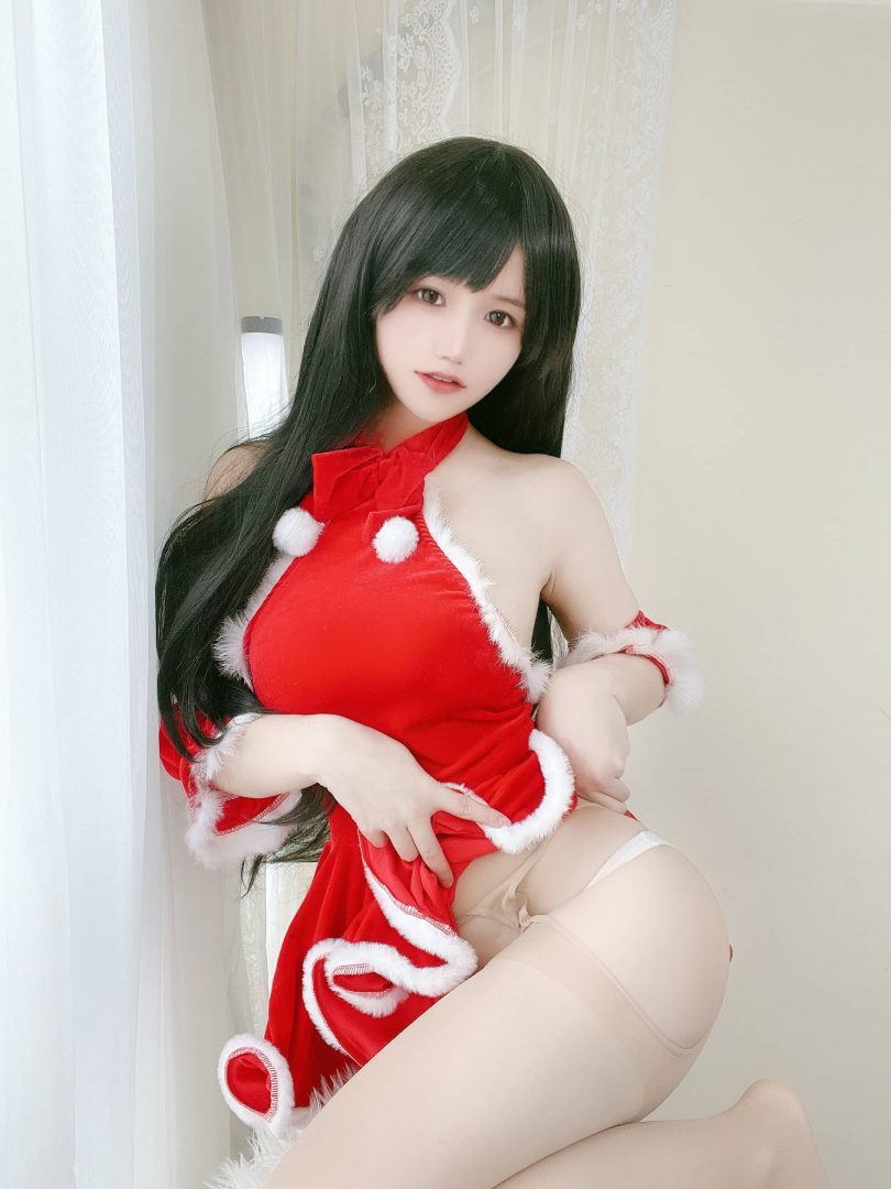 小仓千代w cos_红色圣诞 | 小仓千代w_红色圣诞·礼物裙cos [23P-65MB]插图