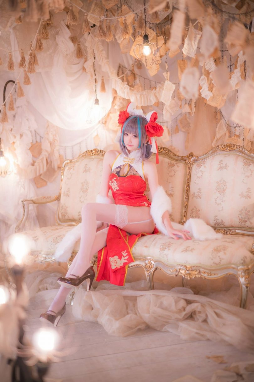 千阳(ちよ)cos柴郡 | 千阳快起床_碧蓝航线·柴郡旗袍cos [11P-18MB](千阳人物)插图