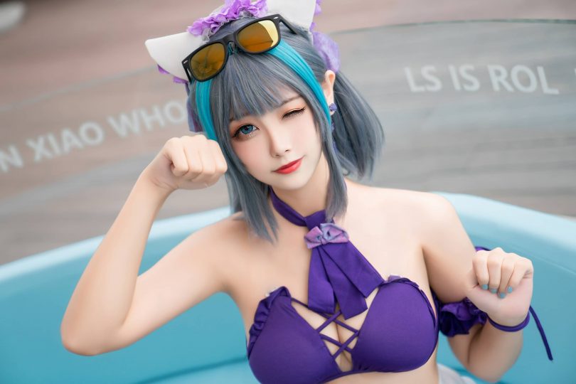Momoko葵葵cos柴郡 | momoko葵葵_碧蓝航线·柴郡水着cos [40P1V-318MB](葵葵编剧的真名)插图
