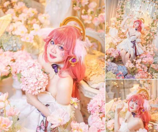 才华洋溢Coser Ichika原神八重神子COS：绝美新娘造型惊艳全场