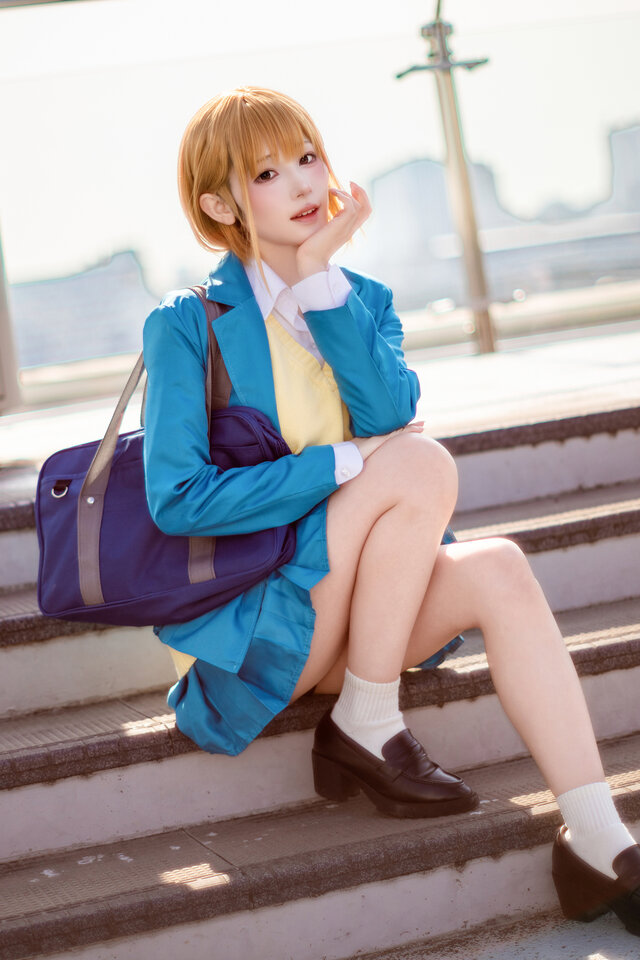 真人版千夏学姐！月海月音蓝箱制服COS这也太有青春感了吧