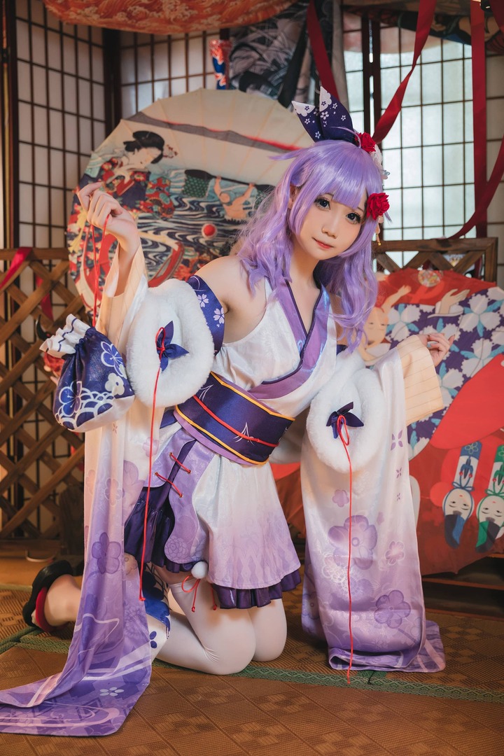 焖焖碳COS碧蓝航线独角兽和服版，温柔梦幻的和风少女氛围