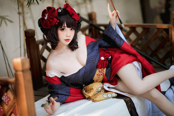 FGO葛饰应为COS：焖焖碳演绎和服版浮世绘少女的灵动风雅