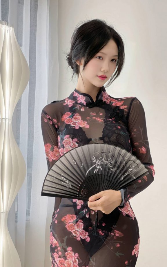 抖娘-利世cos情趣旗袍 | 抖娘利世_情趣旗袍·黑透蕾丝cos [38P-510MB]