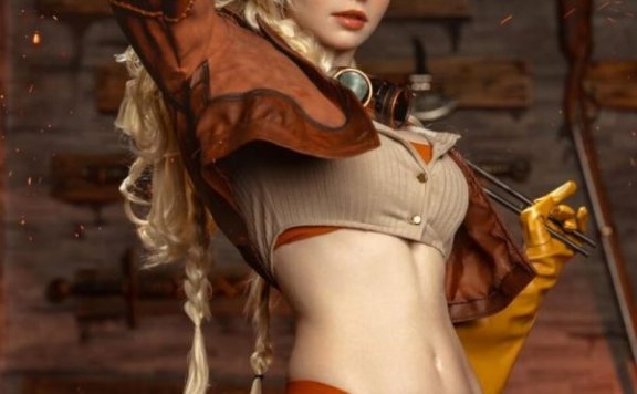 PeachMilky杰玛COS:演绎怪物猎人铁匠大姐姐的性感魅力